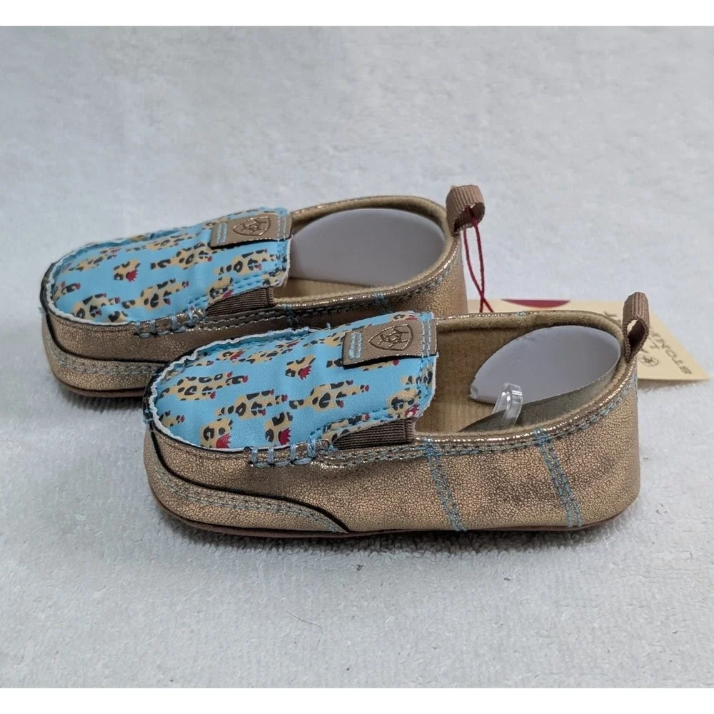 Ariat Lil' Stompers Piper Cruiser Moccasin Slip-On Shoe Leopard Cactus Infant 4
